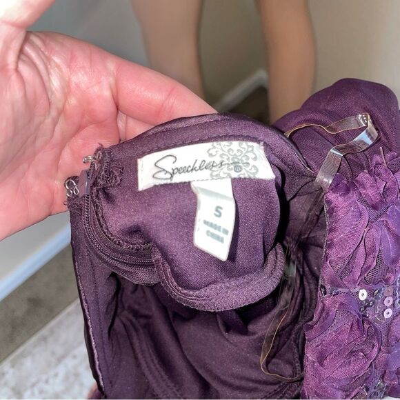 Speechless grape purple sequined top wide waist above the knee mini dress SZ 5 - Picture 6 of 8